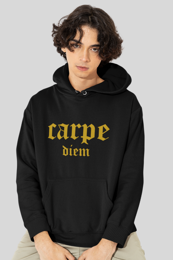 Carpe Diem Black Gold Unisex Hoodie, Latin Phrase sweatshirt