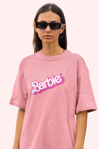 Barbie drop-shoulder Oversized Unisex T-shirt, India Barbie Let's go Party unisex t-shirt, Barbie Movie merch India | Merchkart