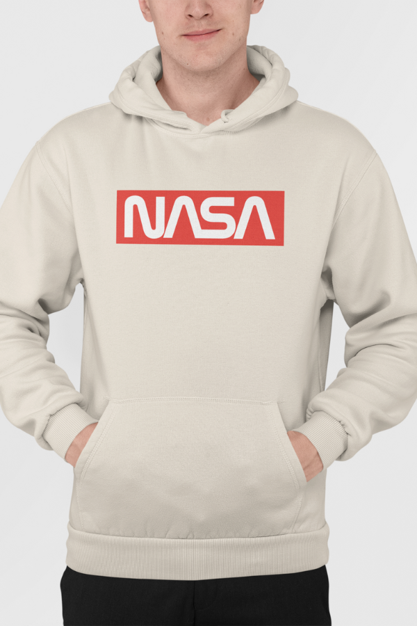 NASA emblem sweatshirt in the SUPREME style, NASA red and white sweatshirt and pullovers, Space design hoodies, American Space Agency Hoodie