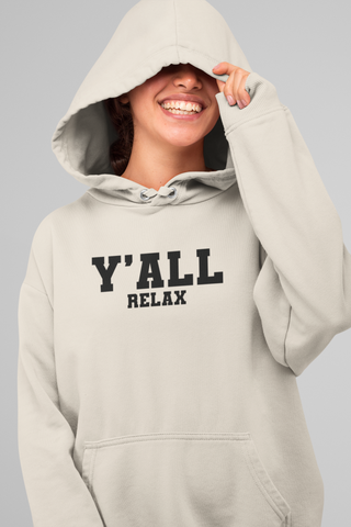 Y'ALL hoodie and sweatshirt, Y'ALL relax varsity font hoodie and sweatshirt, You-all yall southern American Texan phrase, Merchkart