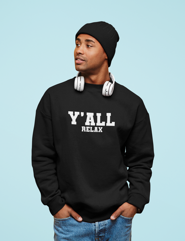 Y'ALL hoodie and sweatshirt, Y'ALL relax varsity font hoodie and sweatshirt, You-all yall southern American Texan phrase, Merchkart
